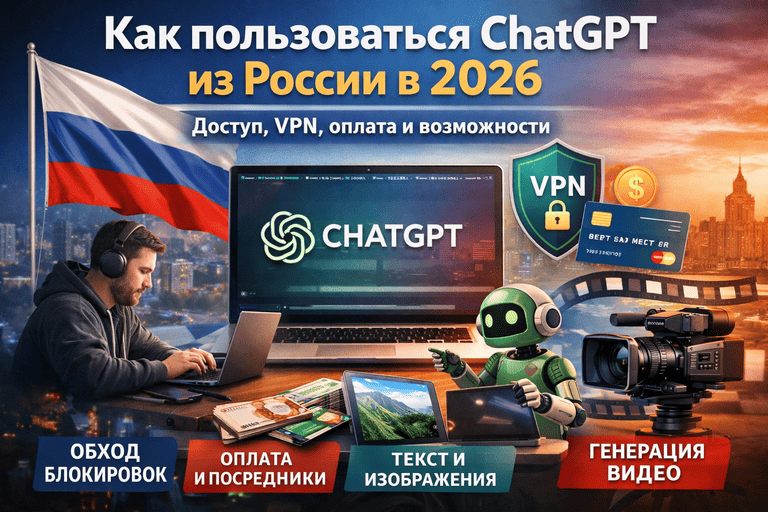 Как пользоваться ChatGPT из России в 2026: доступ, VPN, оплата и возможности (текст, изображения, видео)
